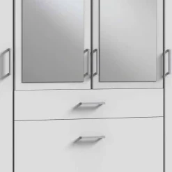 179x199x58 Moderner Kleiderschrank in Weiß mit Spiegeln - Cador