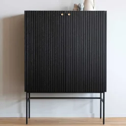 100x140x40 Modernes Highboard in Schwarz - Gragano