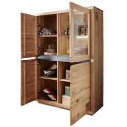 103x148x40 Modernes Holz-Highboard mit Glaseinsatz - Embleys