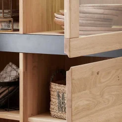 103x148x40 Modernes Holz-Highboard mit Glaseinsatz - Embleys