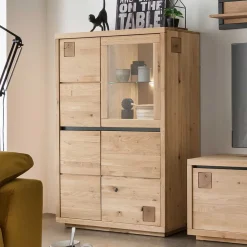 103x148x40 Modernes Holz-Highboard mit Glaseinsatz - Embleys