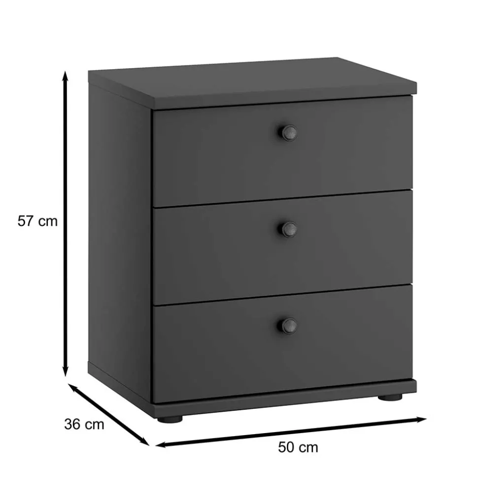 50x57x36 Nachtkommode in Dunkelgrau - Mataram