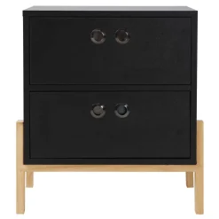 50x55x35 Nachtkommode in Schwarz & Pinie Natur - Caurina