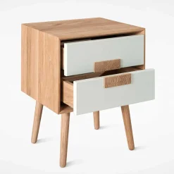 40x50x40 Nachtkommode in Weiß & Eiche - Julecas
