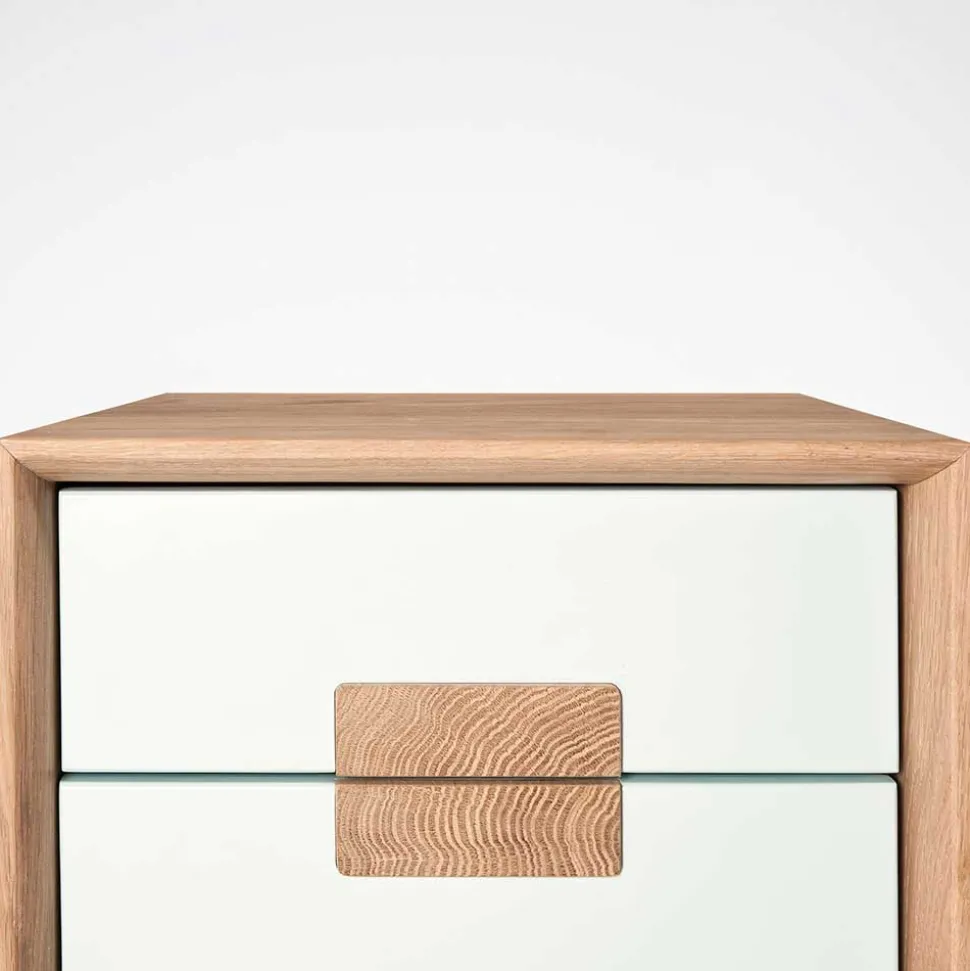 40x50x40 Nachtkommode in Weiß & Eiche - Julecas