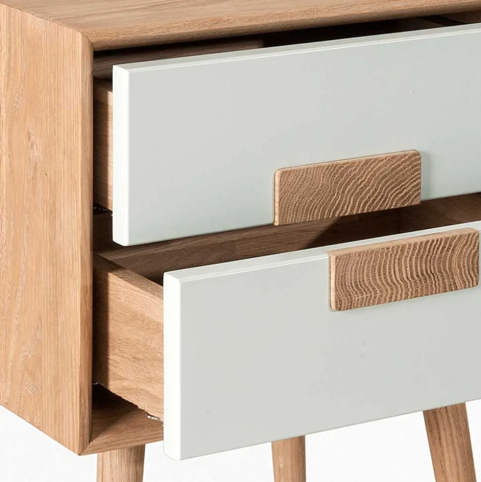 40x50x40 Nachtkommode in Weiß & Eiche - Julecas