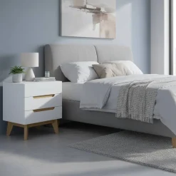 48x60x40 Nachtkommode in Weiß & Eiche - Setubal