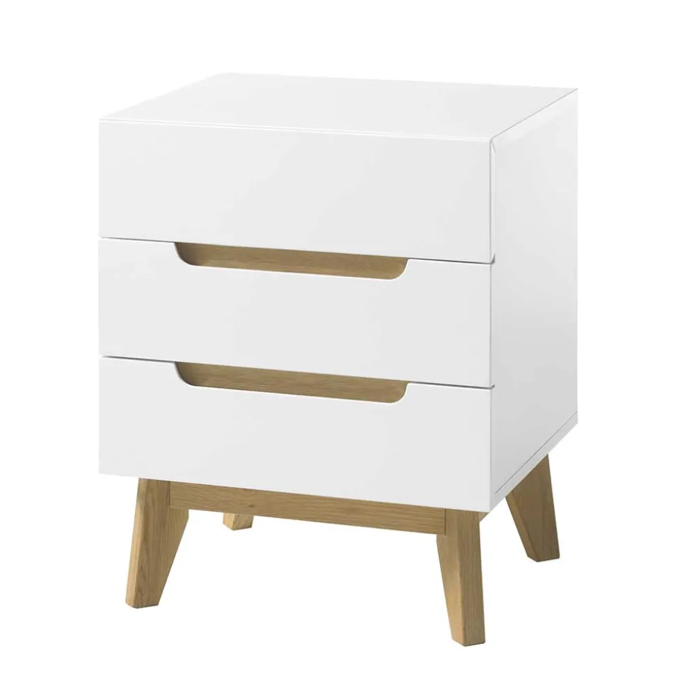 48x60x40 Nachtkommode in Weiß & Eiche - Setubal