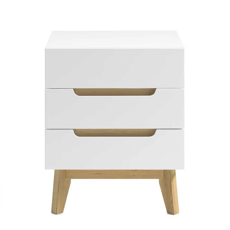 48x60x40 Nachtkommode in Weiß & Eiche - Setubal