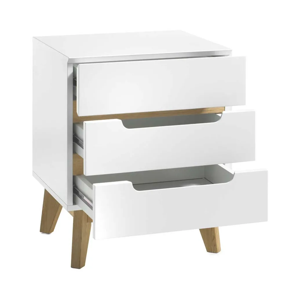 48x60x40 Nachtkommode in Weiß & Eiche - Setubal