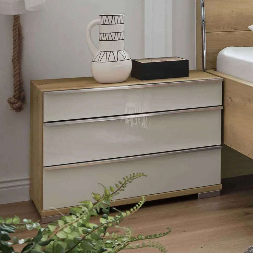 60x48x42 Nachtkommode in Weiß Glas - Nuetran