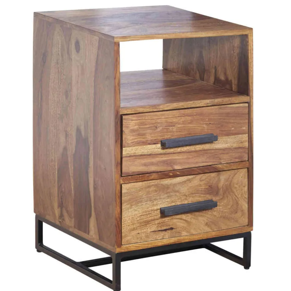 40x66x35 Nachtkommode mit Fach & 2 Schubladen - Crystons