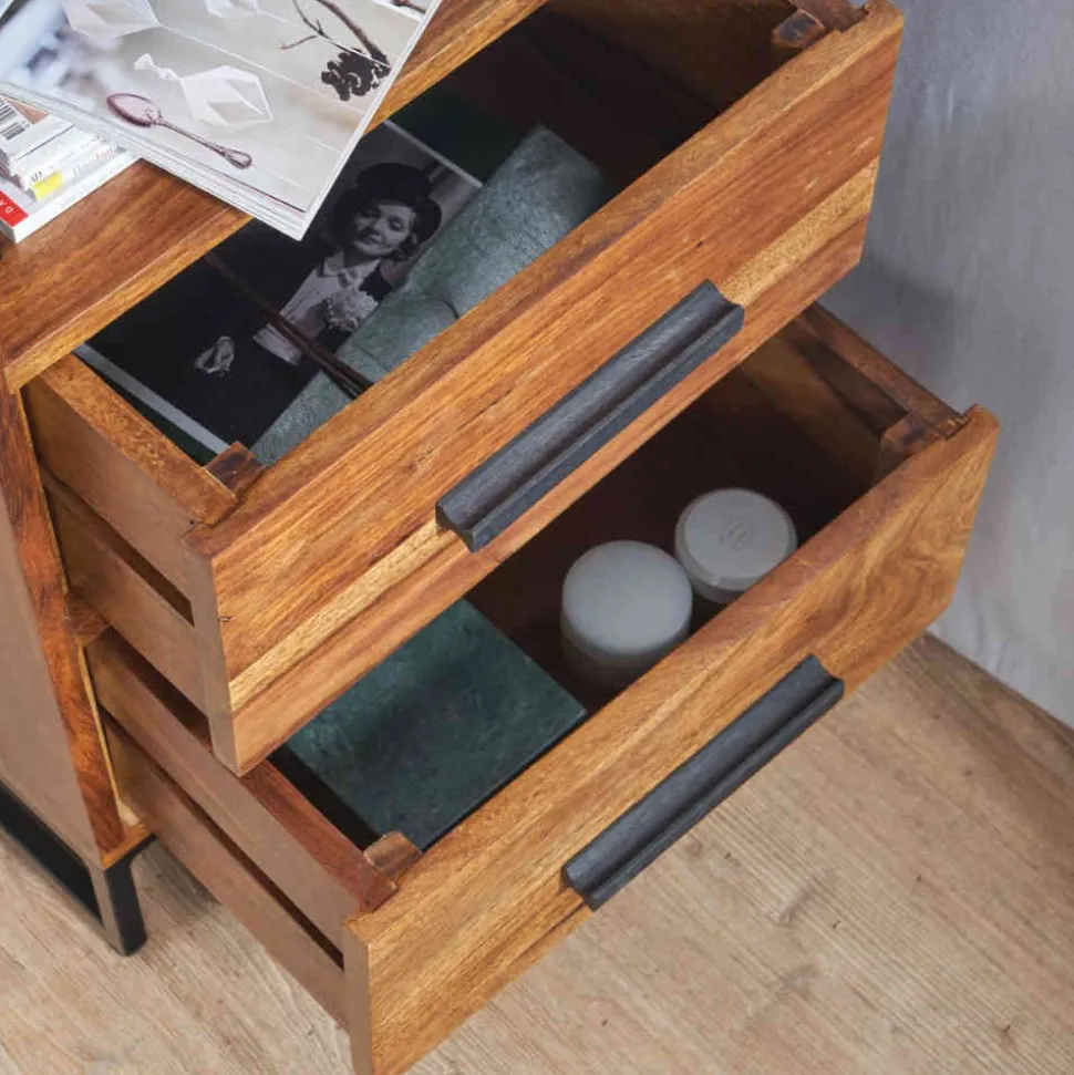 40x66x35 Nachtkommode mit Fach & 2 Schubladen - Crystons