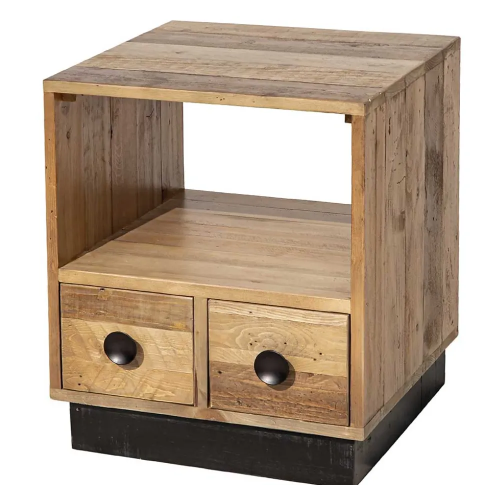 45x50x45 Nachttisch aus Recyclingholz - Dulcinus