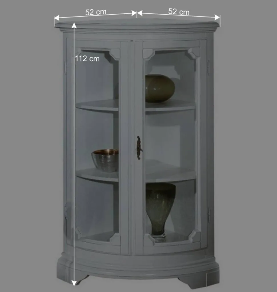 52x112x52 Niedrige Eckvitrine im Vintage Look - Zarinas