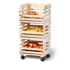 37x80x30 Obst & Gemüse Regal aus Massivholz - Yutaha