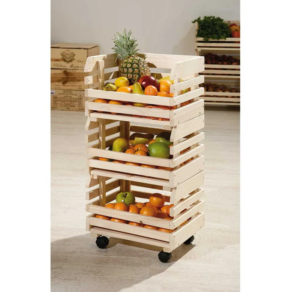 37x80x30 Obst & Gemüse Regal aus Massivholz - Yutaha