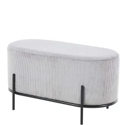 80x42x40 Ovaler Polsterhocker in Hellgrau - Piava