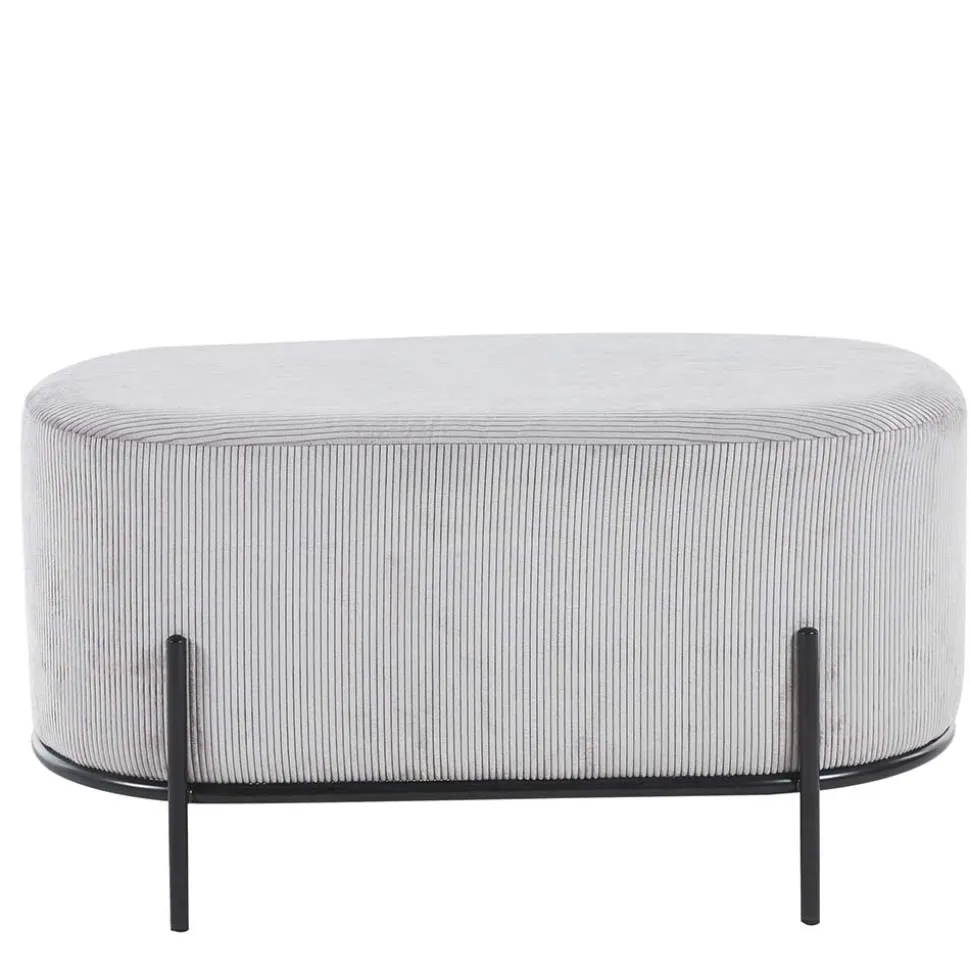 80x42x40 Ovaler Polsterhocker in Hellgrau - Piava