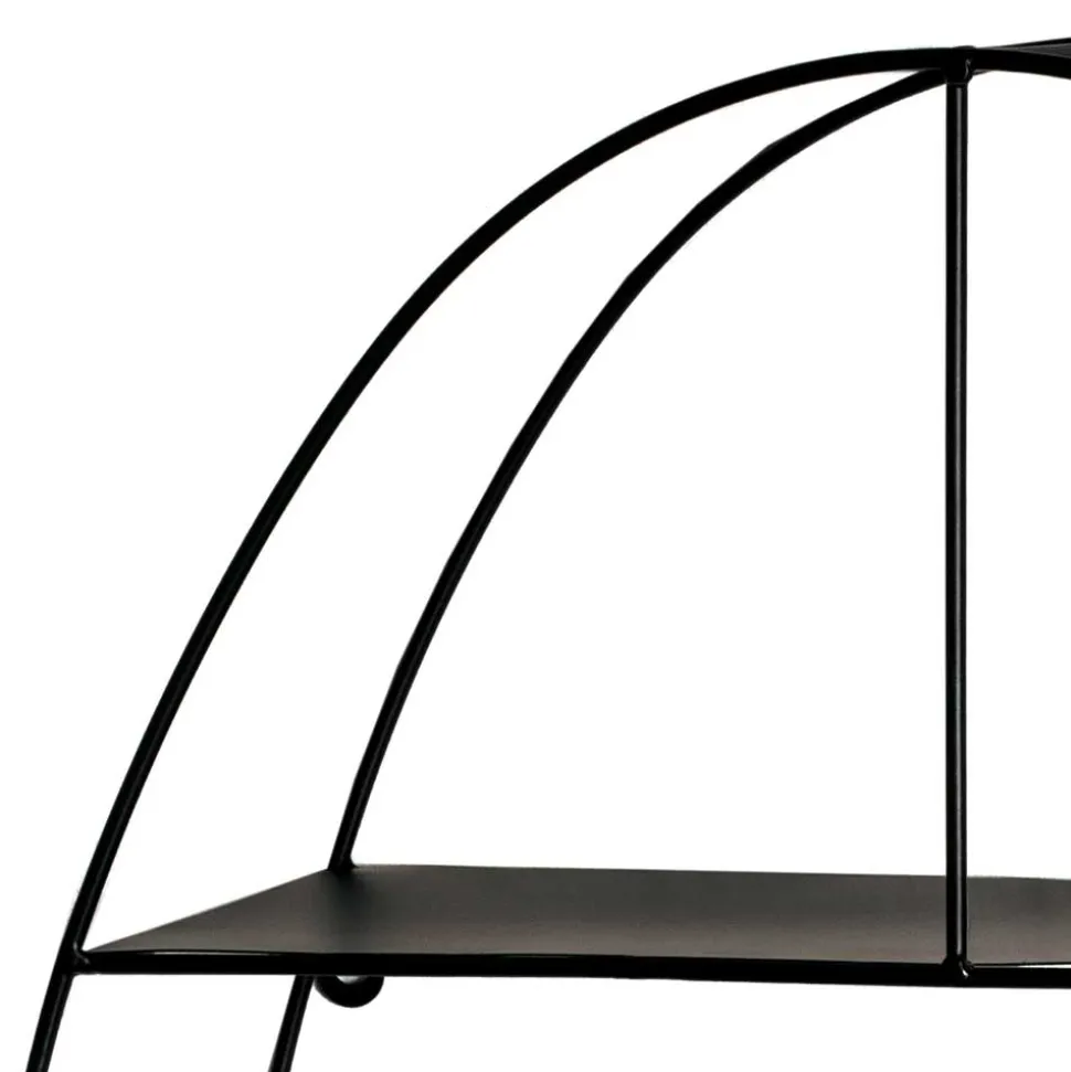 44x71x16 Ovales Wandregal aus Metall in Schwarz - Jaglyn