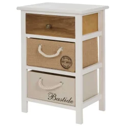 38x57x28 Paulownia Kommode in Weiß & Braun - Amare