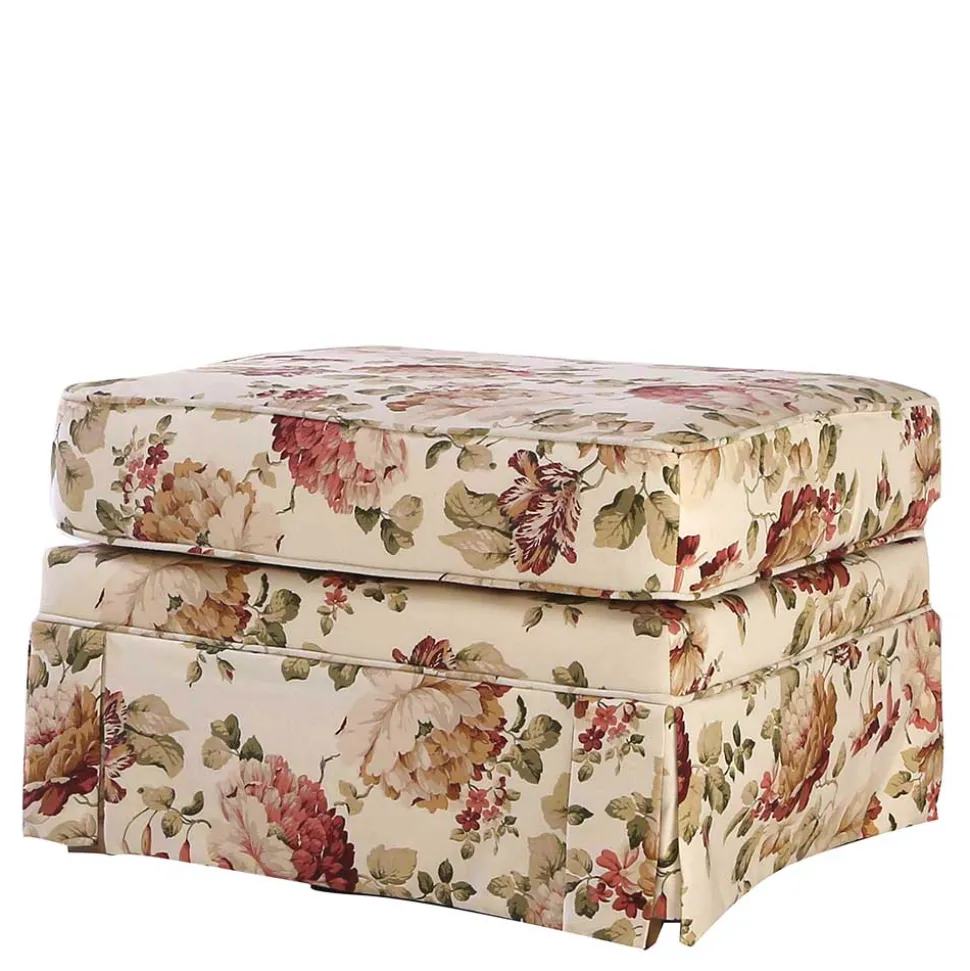 74x52x60 Polsterhocker mit Blumen Stoff - Kammas