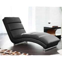 60x82x170 Polsterliege in Schwarz Kunstleder - Elias