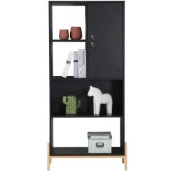 73x154x44 Regal in Schwarz & Pinie - Montpa