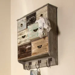 58x69x15 Regal mit 7 Schubladen & 3 Haken - Jaypur