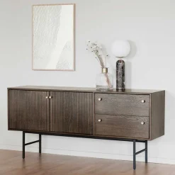 160x75x42 Retro Design Sideboard in Eiche dunkel - Cuzliav