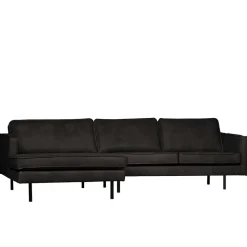 300x85x155 Retro Eckcouch in Schwarz - Avonita