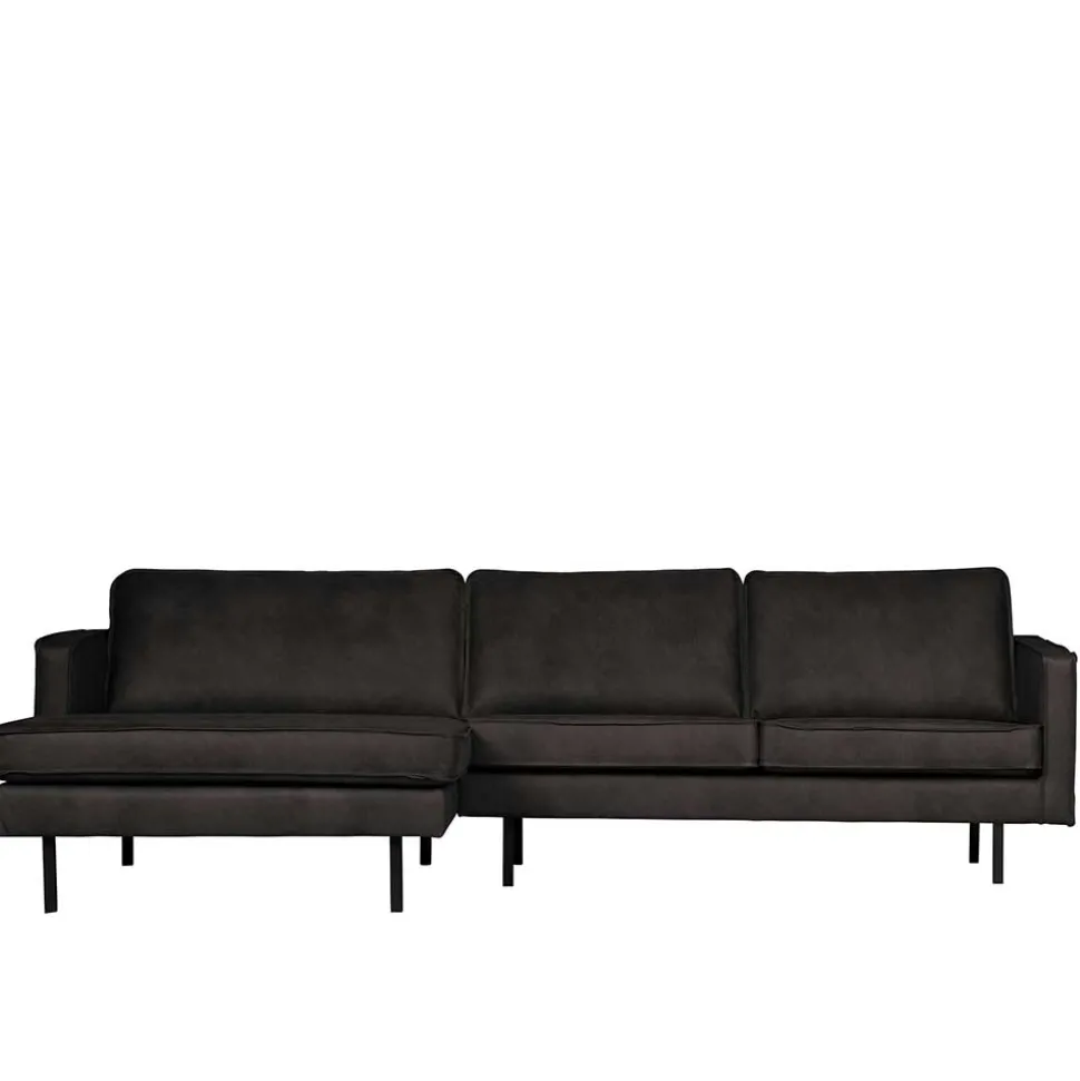300x85x155 Retro Eckcouch in Schwarz - Avonita