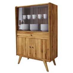 100x154x50 Retro Vitrinenschrank aus Wildeiche - Hardus
