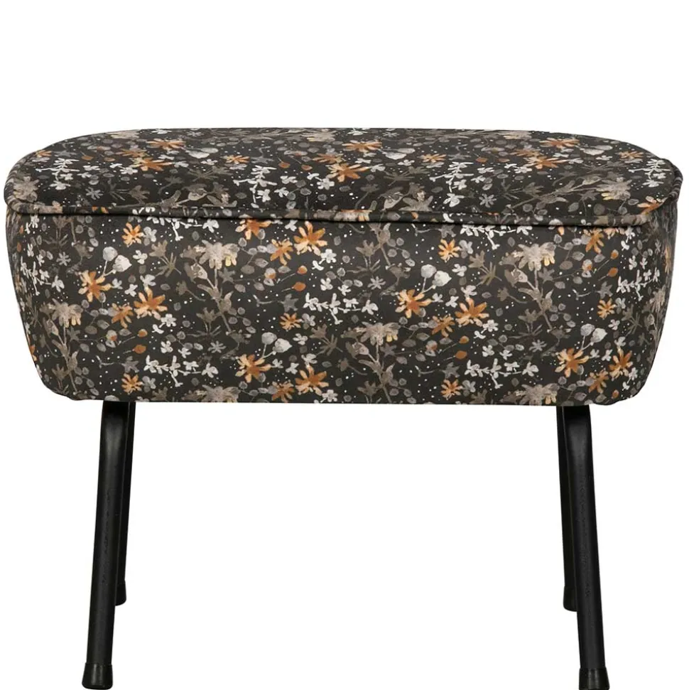 55x40x46 Retrohocker mit Samt Blumen Muster - Esdrega