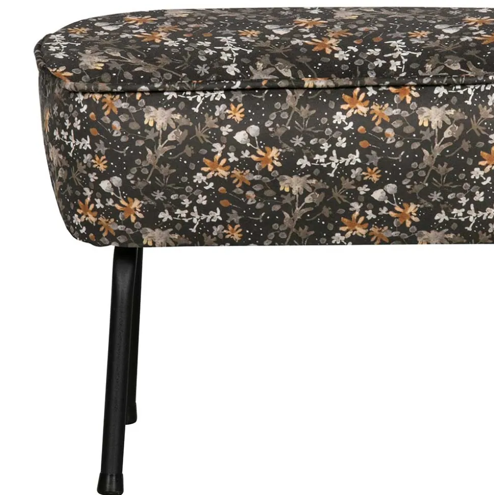 55x40x46 Retrohocker mit Samt Blumen Muster - Esdrega