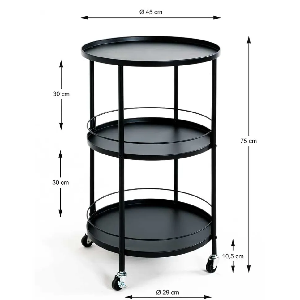 45x75x45 Runder Barwagen aus Metall - Stokes