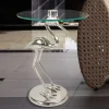 40x58x40 runder Glas Tisch mit Vogel Säulenfuß - Prasido