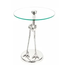 40x58x40 runder Glas Tisch mit Vogel Säulenfuß - Prasido