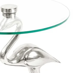 40x58x40 runder Glas Tisch mit Vogel Säulenfuß - Prasido