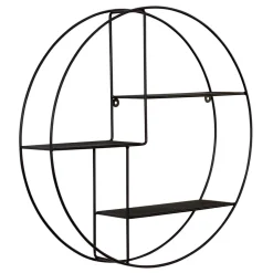 50x50x12 Rundes Wandregal in Schwarz - Anatana