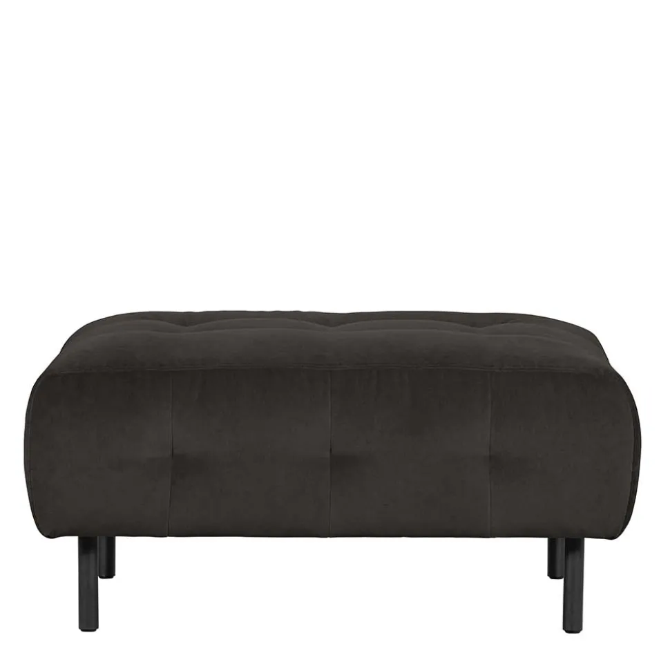 90x45x90 Samt Sitzhocker in Graubraun - Centur