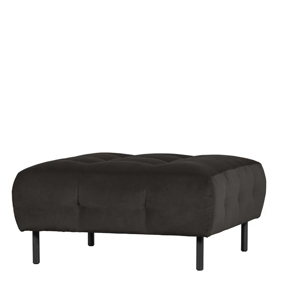 90x45x90 Samt Sitzhocker in Graubraun - Centur