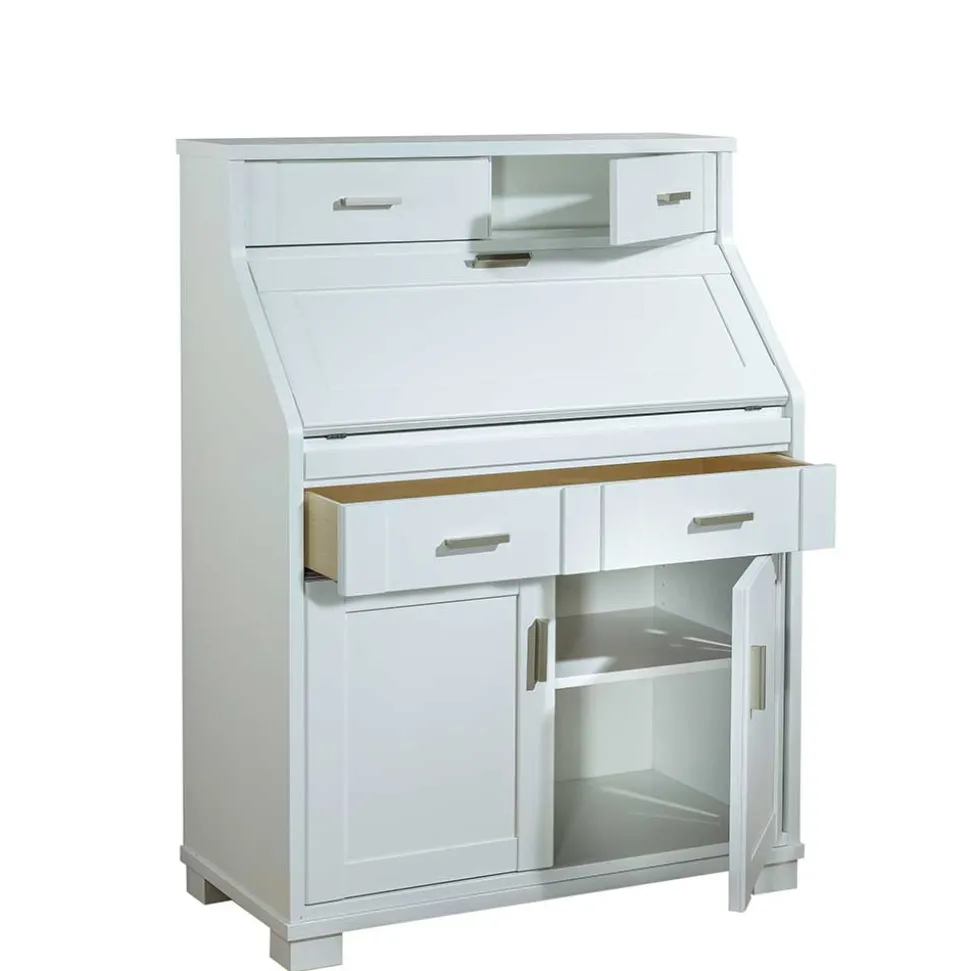 85x117x44 Scandi Chic Sekretär in Weiß - Pray