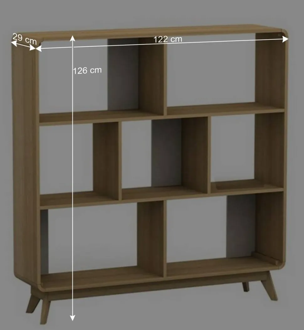122x126x29 Scandi Standregal in Natur - Jendren
