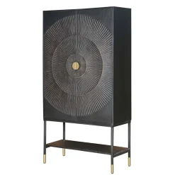 100x190x42 Schrank in Schwarz mit Messing - Alkatar