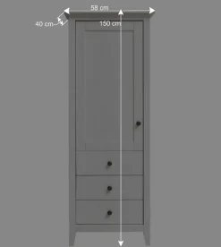 58x150x40 Schrank mit Tür und drei Schubladen - Astinion