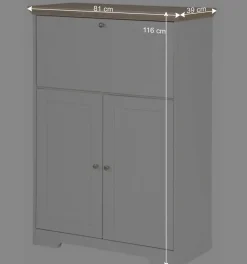 81x116x39 Schreibschrank Sekretär in Weiß - Akedra