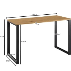 120x76x60 Schreibtisch in Eiche & Schwarz - Tiorondo