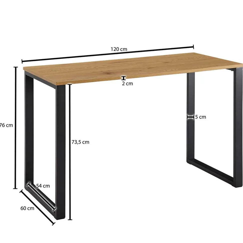 120x76x60 Schreibtisch in Eiche & Schwarz - Tiorondo