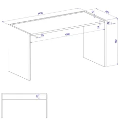 143x77x63 Schreibtisch in Wildeiche NB & Weiß - Nonessia